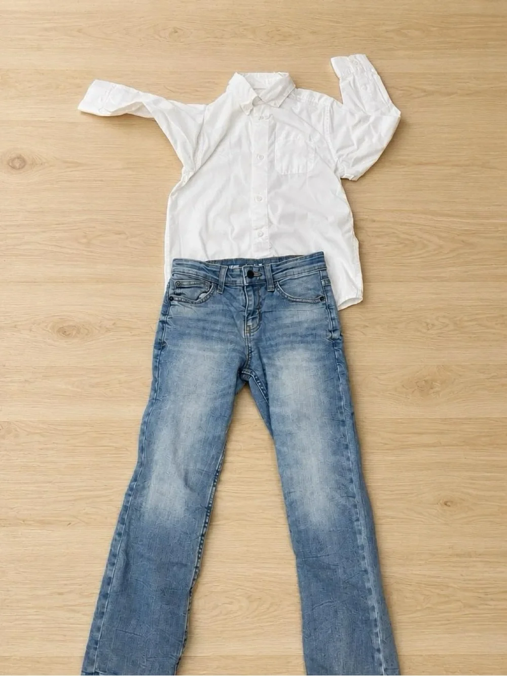 Kids button down shirt &Light Blue Straight Jeans
